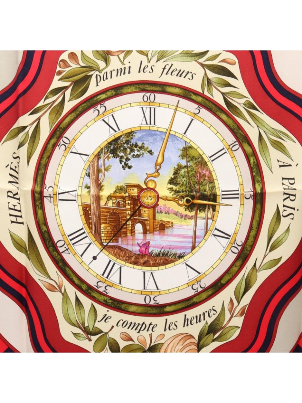 Hermes Scarf Carre 90 Parmi les Fleurs Je Compte les Heures Silk - Picture 5 of 9